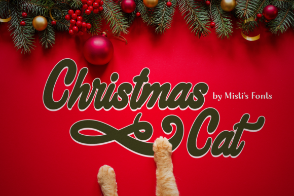 Christmas Cat Font: Festive Script Handwritten Fonts for Branding
