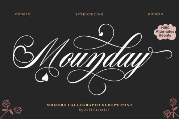 Mounday Calligraphy: A Graceful Script Font for Editorial Elegance